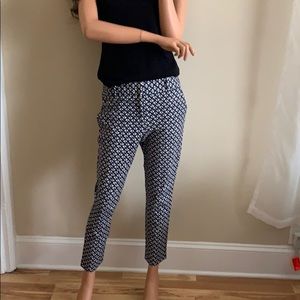 LOFT Marissa Skinny Navy Blue & White Pants